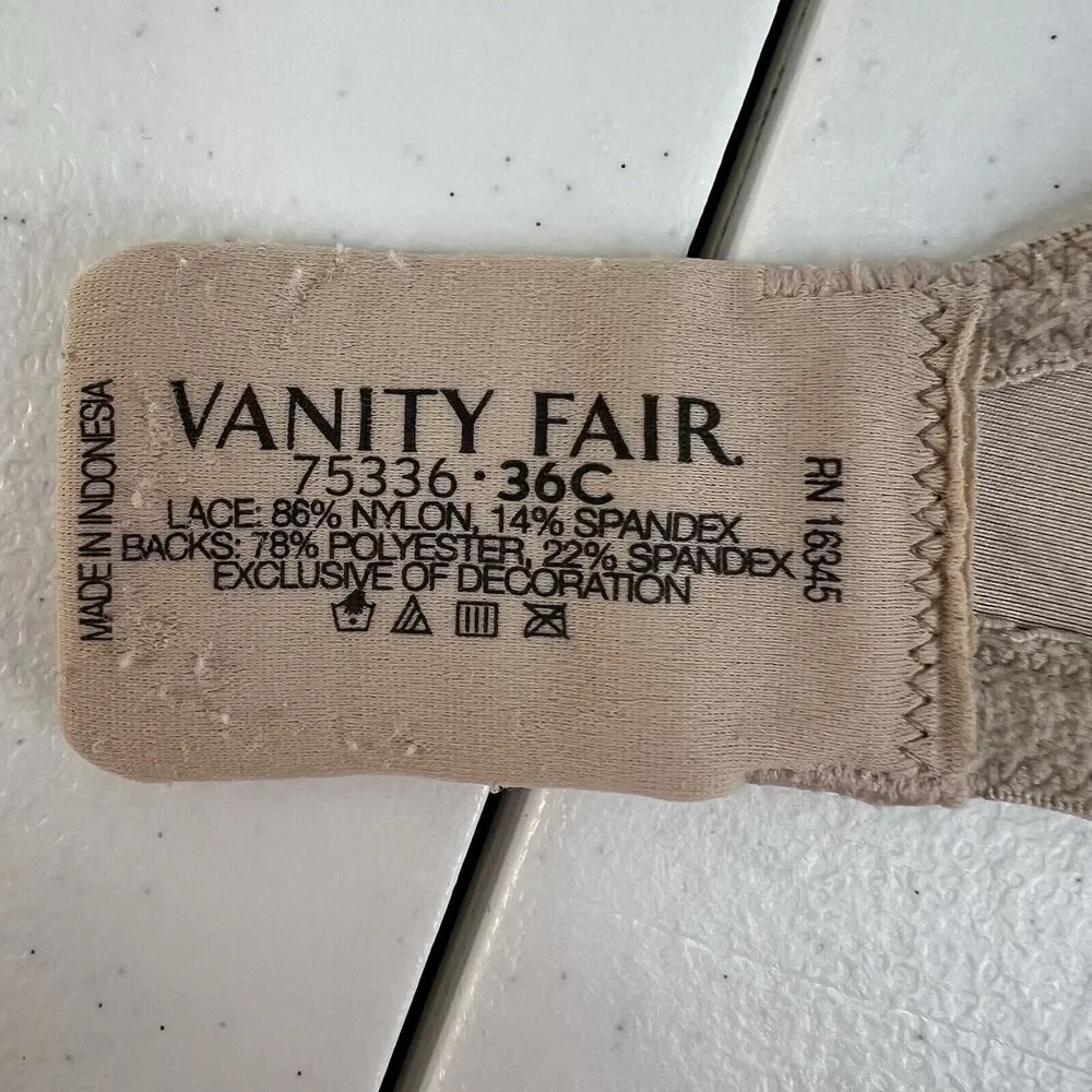 Vanity Fair 36C‎ Bra Body Caress Full Coverage 72336 Underwire Beige Tan Women’s